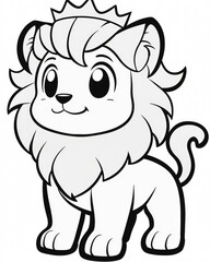 Cute Cartoon Lion with Crown Illustration