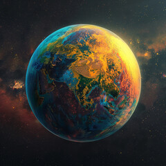 Obraz premium earth planet globe space universe cosmos astronomy celestial world colorful art vibrant digital nature sky atmosphere 