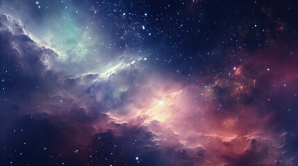 Fototapeta premium Galaxy with nebula, stars and cosmic clouds. Abstract digital art.