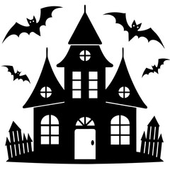 Halloween house icon silhouette vector illustration