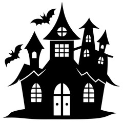 Halloween house icon silhouette vector illustration