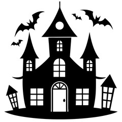 Halloween house icon silhouette vector illustration