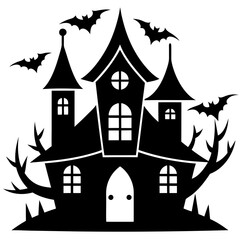 Halloween house icon silhouette vector illustration