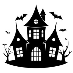 Halloween house icon silhouette vector illustration