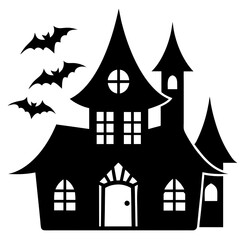 Halloween house icon silhouette vector illustration