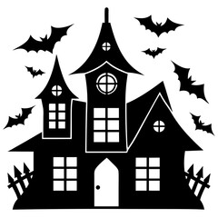 Obraz premium Halloween house icon silhouette vector illustration
