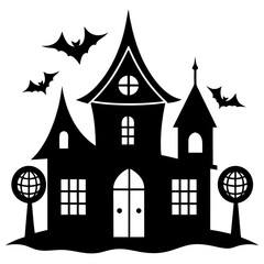 Halloween house icon silhouette vector illustration