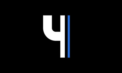 4 Blue White Line Number Modern Logo