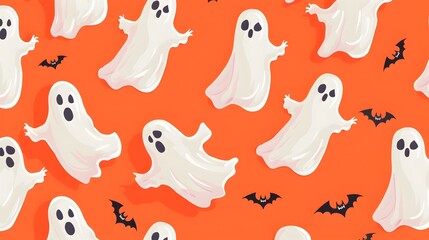 Boo tiful Ghostly Pattern for Spooky Halloween Greeting Cards and Postcards