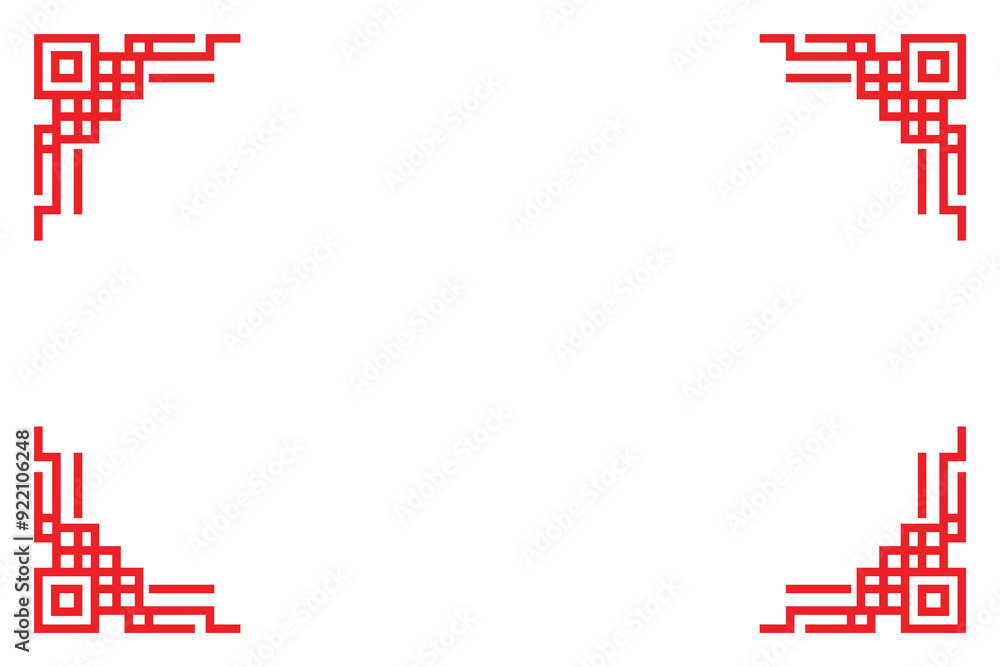Aufkleber chinese red square frame vector abstract background design.