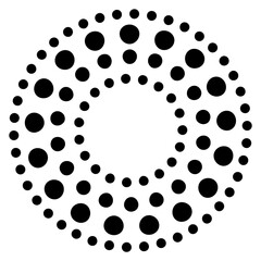 Halftone dotted speed lines circle. Geometric art in circle form. Round swirl movement symbol. Halftone circular dotted frame.  design elements