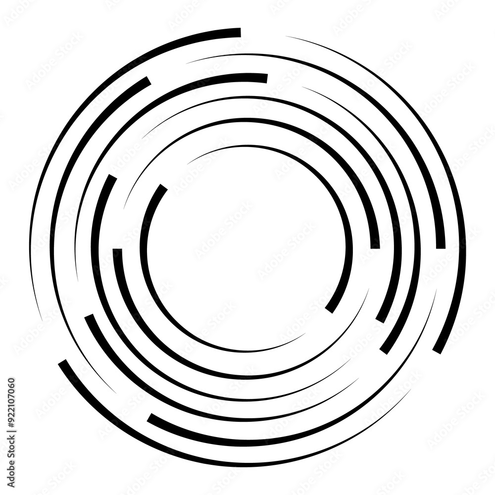 Poster halftone speed lines circle. geometric art in circle form. round swirl movement symbol. halftone cir