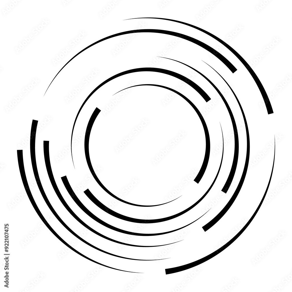 Poster halftone speed lines circle. geometric art in circle form. round swirl movement symbol. halftone cir