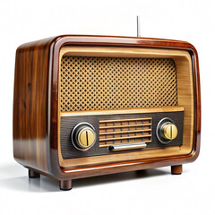 Vintage retro radio isolated on white background