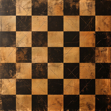 chessboard checkered pattern black and brown squares game board strategy game texture vintage worn old scratched board game grid rustic wooden abstract