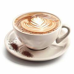 coffee latte cappuccino cup art foam froth saucer drink beverage hot brown white ceramic creamy barista morning breakfast cafe espresso caffeine milky brewed 