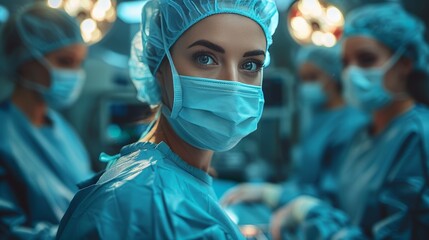 Intense Focus Female Prepares for Operation Room Procedure, Healthcare Teamwork