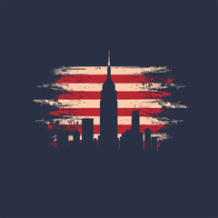 Simplistic design of NYC buildings integrated with the American flag 