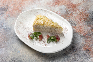 A delicious Napoleon dessert. Close-up