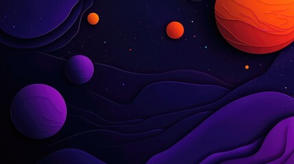 Papercut Stars, Planets, and Fantastical Space Adventures: Abstract Simple Minimal Joyful and Colorful 2D Layered Layout
