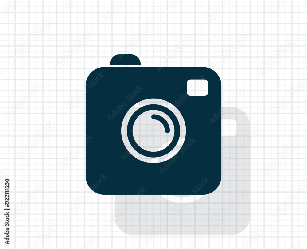 Poster vector dark color icon with shadow on light checkered background