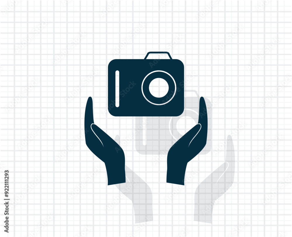 Poster vector dark color icon with shadow on light checkered background