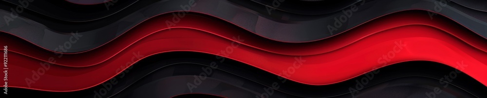 Poster abstract background with red and black wavy lines.