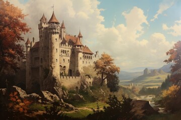 Fototapeta premium Castle painting castle art.