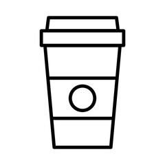 Illustration showing a black coffee cup icon on a white background