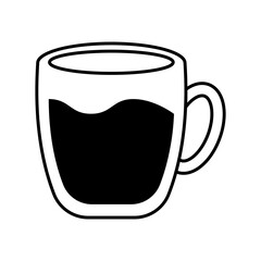 Illustration showing a black coffee cup icon on a white background