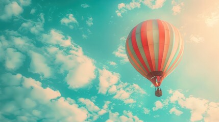 Naklejka premium A colorful hot air balloon soaring in the sky, symbolizing freedom, adventure, and the heights of success