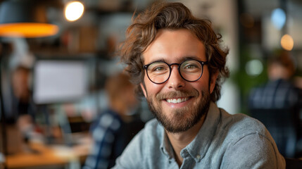 Fototapeta premium positive businessman at work,business,happy freelancer