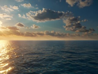 Obraz premium Sun illuminating the sea. A beautiful sun emanating a ray of light on the sea. Real 4K Image.