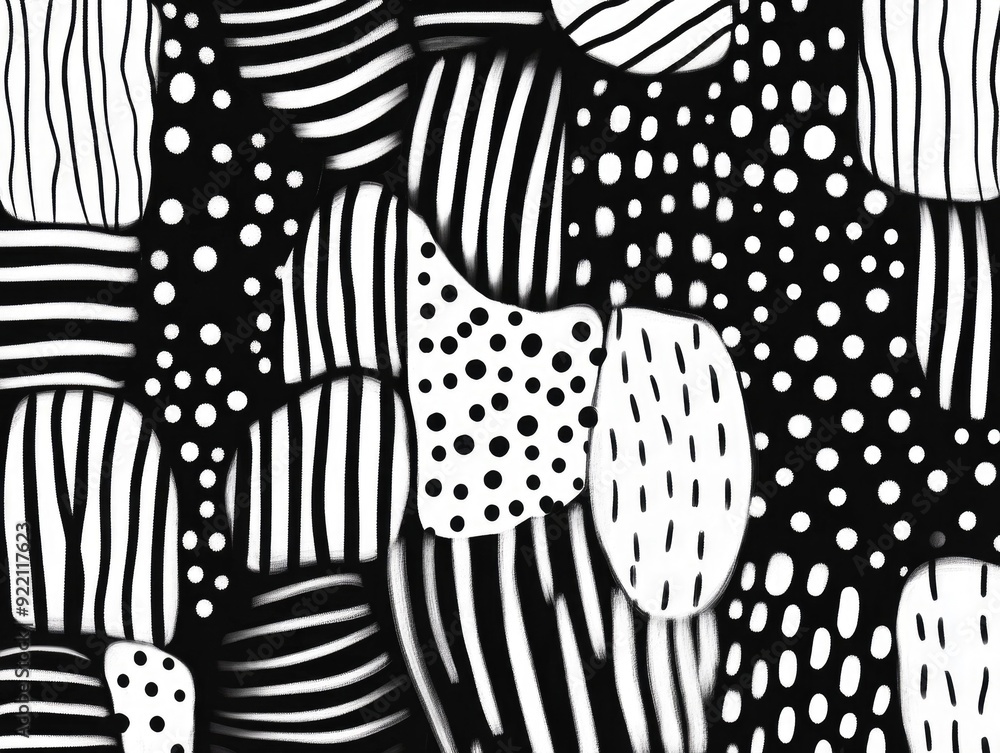 Poster mesmerizing rhythmic doodle art with repeating shapes and motifs captivating abstract pattern with h