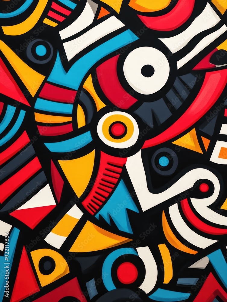 Poster vibrant and imaginative doodle art composition featuring a playful blend of letters numbers and symb