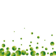 Vitamin Q10 round capsules scattered randomly.