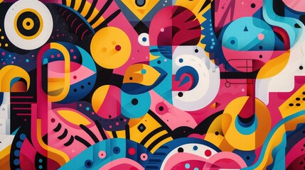 Fototapeta premium A modern abstract pattern background with bold shapes and bright colors, offering a vibrant and contemporary design