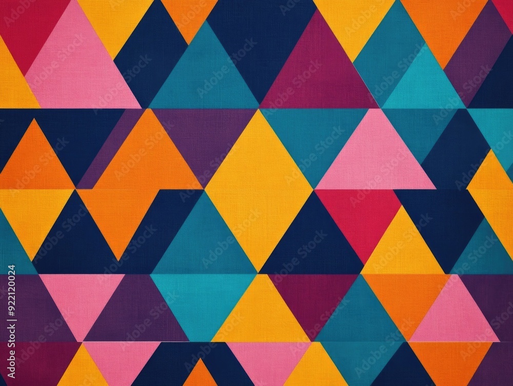 Poster mesmerizing triangular pattern with alternating bold and vibrant colors creating a dynamic and visua