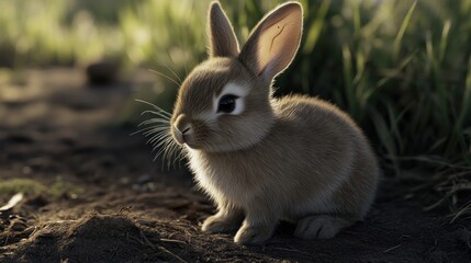 Fototapeta premium A Cute Little Bunny in the Grass