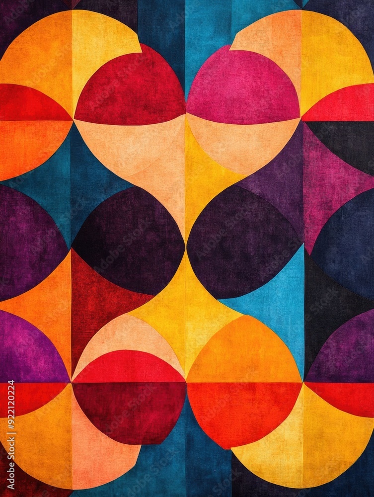 Poster harmonious and balanced interlocking circular geometric pattern with a floral design this visually s