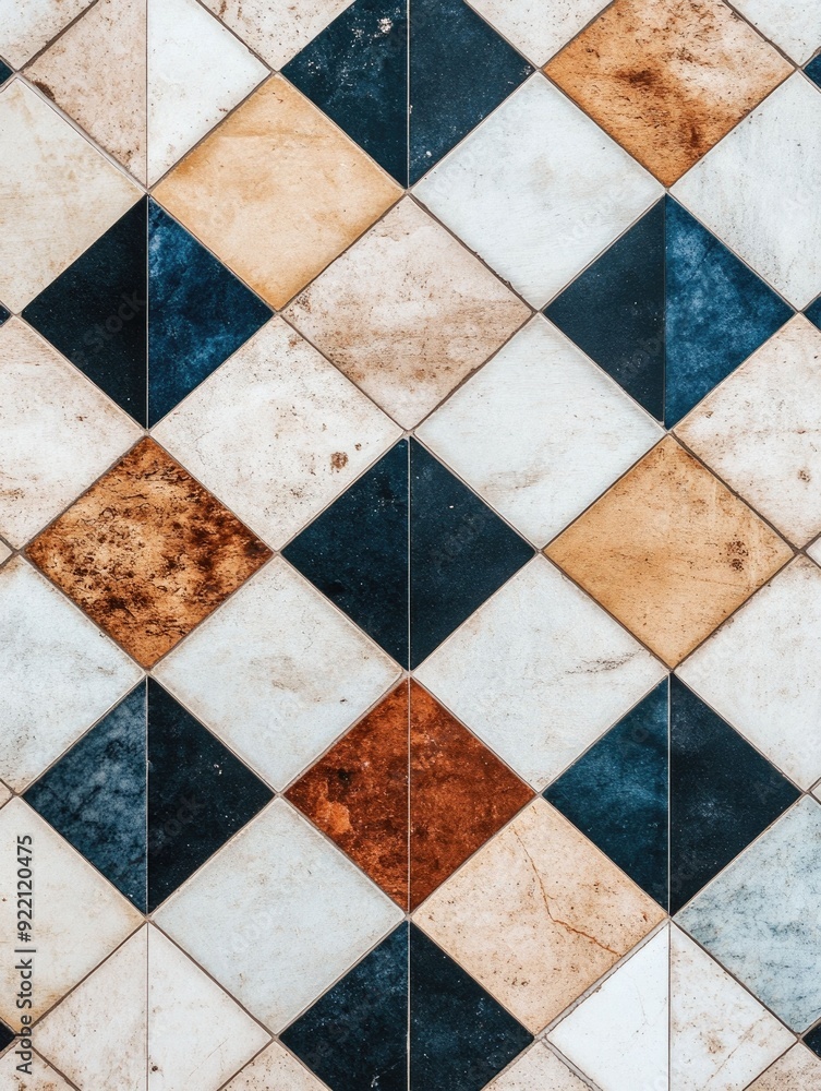 Poster dazzling diamond shapes arranged in a precise repeating grid pattern showcasing a striking geometric