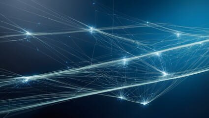 Abstract digital network of glowing blue data lines in a futuristic tech environment