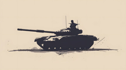 Fototapeta premium Minimalist Tank Silhouette Illustration.