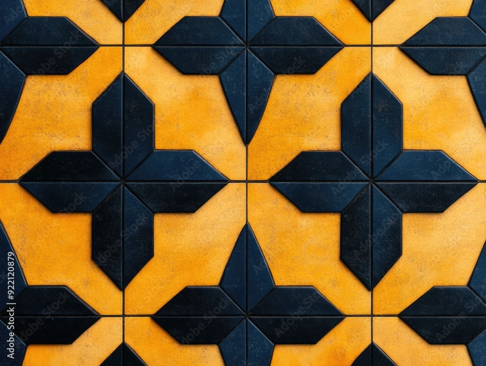Poster striking celestial geometric pattern with repeating sharp angled star shapes featuring a dynamic sym