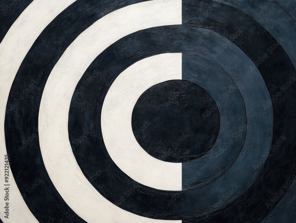 Poster harmonious overlapping concentric circles creating a dynamic and fluid geometric pattern with a mode