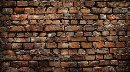 Obraz premium A rustic brick wall background with rich red tones and visible mortar, adding character and warmth