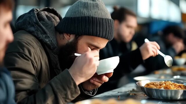 Donating food to starving people, the concept of poverty and hunger