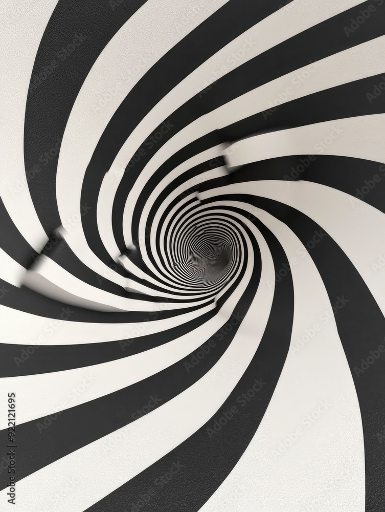 Poster mesmerizing and dynamic geometric spiral pattern with expanding squares and shapes visually captivat