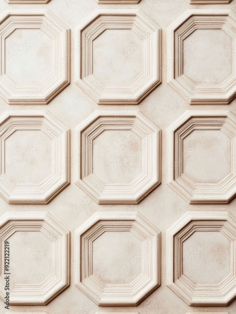 Aufkleber elegant and understated repeating octagonal geometric pattern in neutral tones perfect for modern an