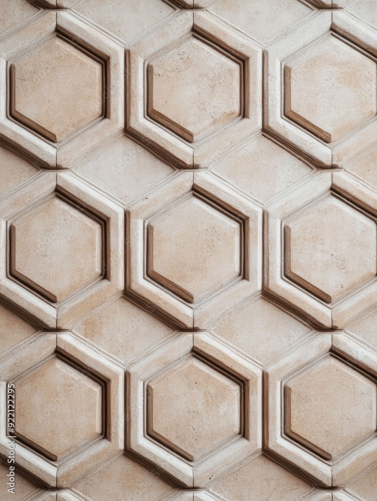 Poster elegant and understated repeating octagonal pattern design in neutral tones geometric minimalist abs